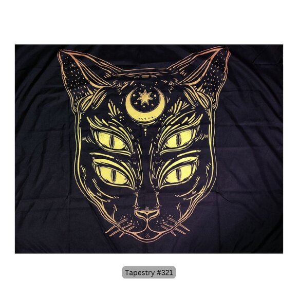 Celestial Black‎ Cat Tapestry Hanging Wall Decor - Picture 1 of 1